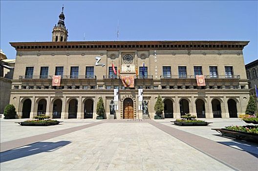 市政厅,皮拉尔广场,广场,萨拉戈萨,阿拉贡,西班牙,欧洲