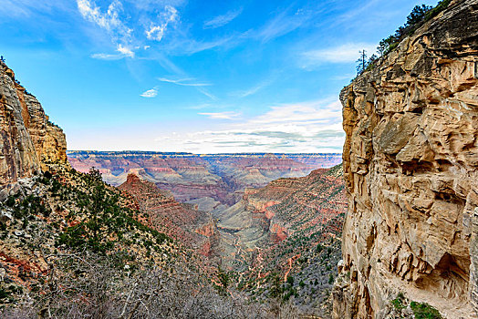 峡谷,大峡谷,风景,鲜明,天使,小路,侵蚀,石头,南缘,大峡谷国家公园,亚利桑那,美国,北美