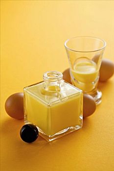 蛋酒,瓶子,玻璃杯,清新,蛋