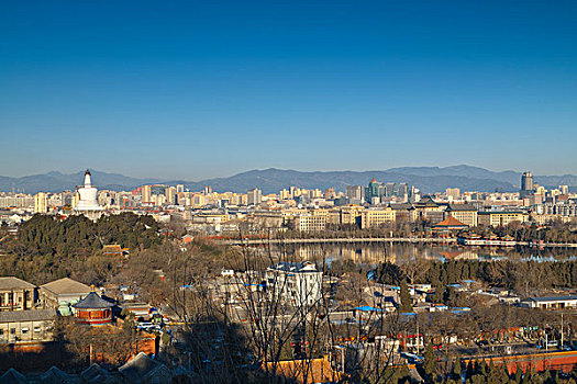 北京景山看北海白塔