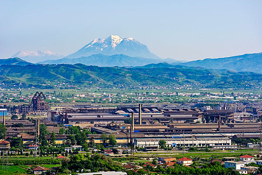 钢厂,后面,山,马里,阿尔巴尼亚,欧洲