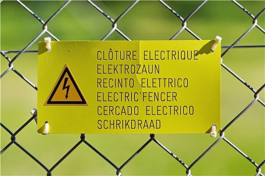 电,栅栏,标识