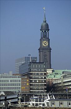 塔,教堂,写字楼,汉堡港,德国