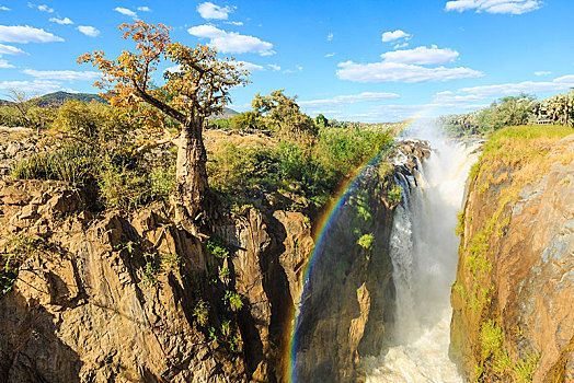 彩虹,上方,瀑布,区域,考科韦尔德,纳米比亚,非洲