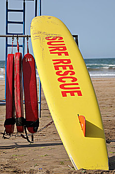 冲浪,救助,冲浪板,海滩,救生站