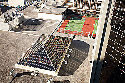 航拍,网球场,屋顶,商业建筑,市区,蒙特利尔,魁北克,加拿大