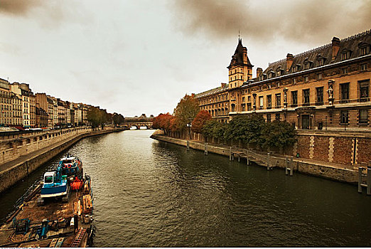 驳船,塞纳河,巴黎,法国