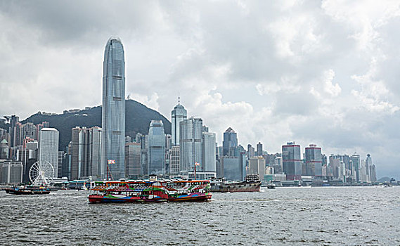 维多利亚港,阴天,天际线,香港