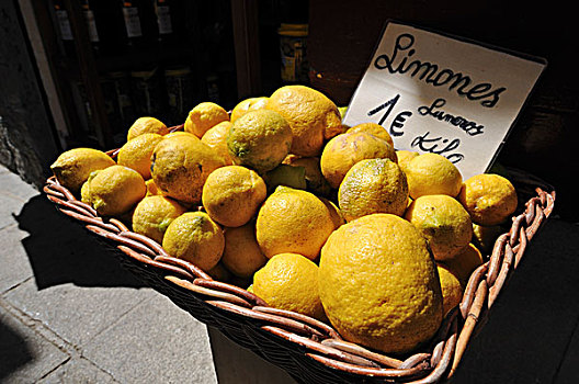 篮子,柠檬,格拉纳达省,安达卢西亚,西班牙,欧洲