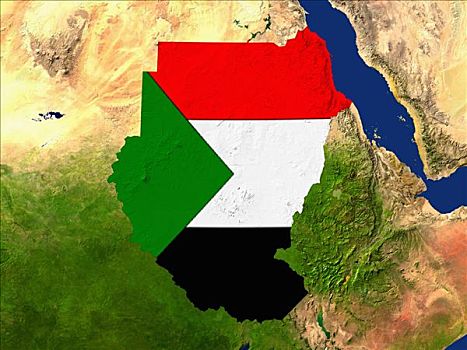 卫星图,苏丹,旗帜,遮盖