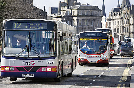 苏格兰,爱丁堡,王子,街道,巴士