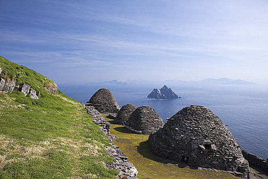 石头,小屋,海岸,小,斯凯利格,岛屿,凯瑞郡,爱尔兰