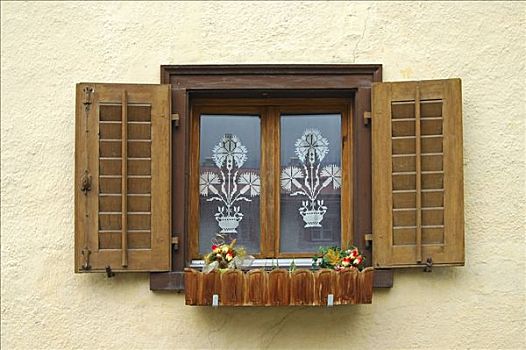 窗户,花帘,特色,恩格达恩,房子,恩加丁,格劳宾登州,瑞士