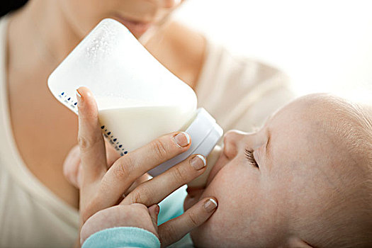 婴儿,喝,牛奶,瓶子