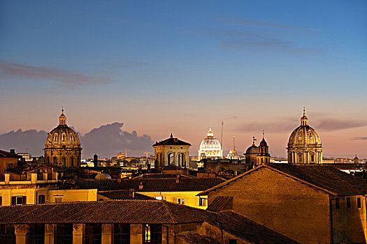 罗马,屋顶,风景,古代建筑,意大利,日落