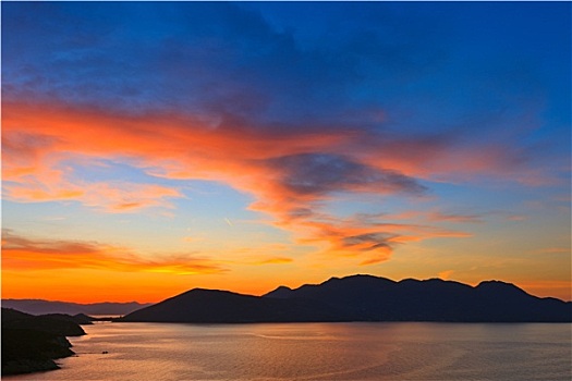 漂亮,日落,希腊