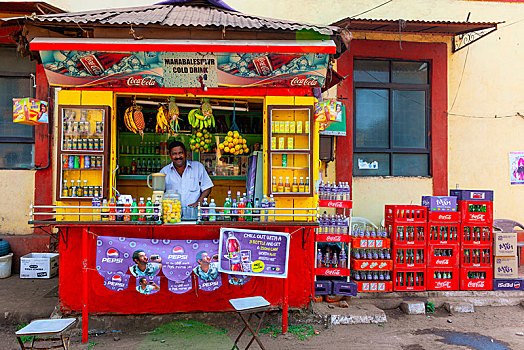 男人,销售,软饮料,浅色,街道,货摊,印度