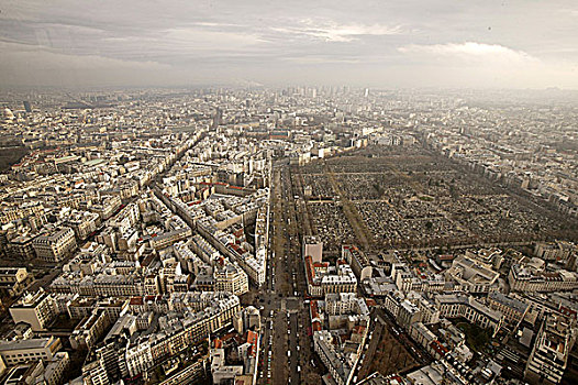 法国巴黎鸟瞰公墓