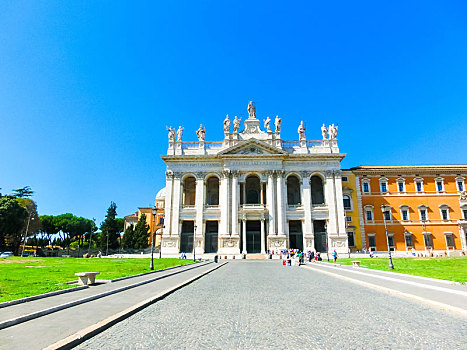 罗马,意大利,九月,人,进入,大教堂,拉特兰圣约翰大教堂