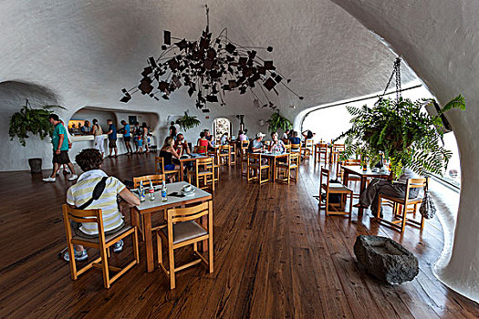 眺台,餐馆,设计,兰索罗特岛,加纳利群岛,西班牙,欧洲