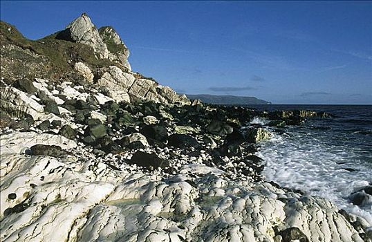 海浪,海洋,安特里姆郡,北爱尔兰,欧洲