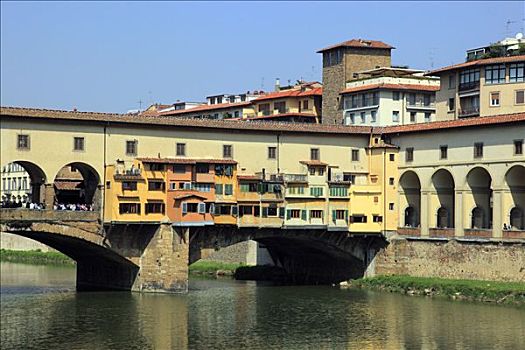 维奇奥桥,桥,上方,阿尔诺河,佛罗伦萨,托斯卡纳,意大利,欧洲
