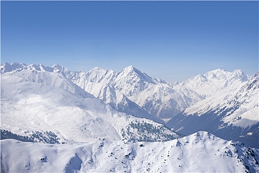 雪,山脉,蓝天