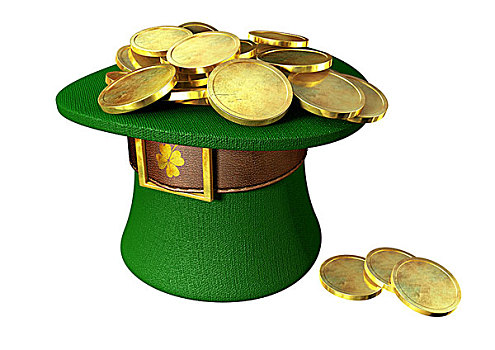 绿色,帽子,金币