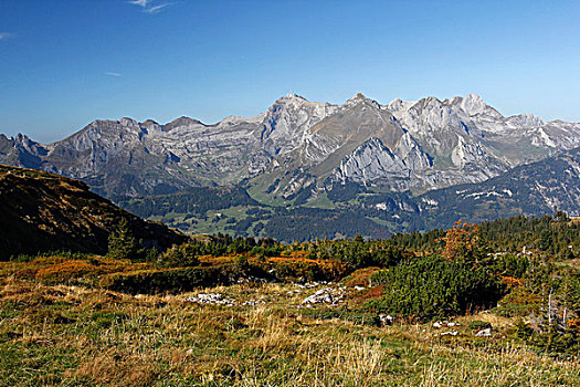 全景,山,风景,地质,自然,小路,吐根堡,瑞士,欧洲