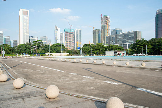 城市,空,广场,汽车背景图