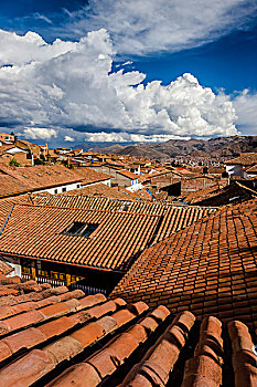 俯视,屋顶,家,库斯科,秘鲁