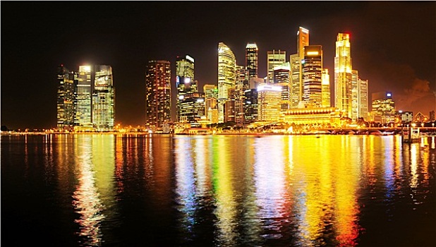 新加坡,市区,夜晚