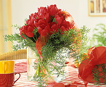 花瓶,红色,郁金香