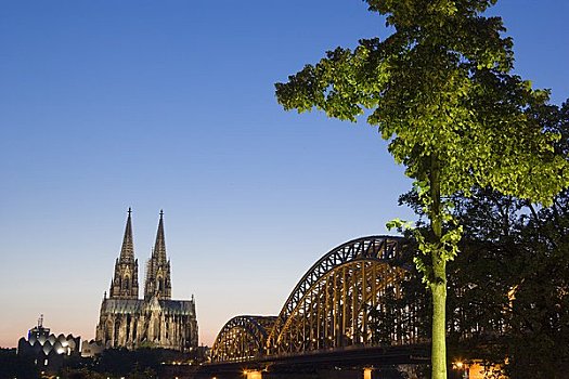 霍恩佐伦大桥,科隆,大教堂,德国