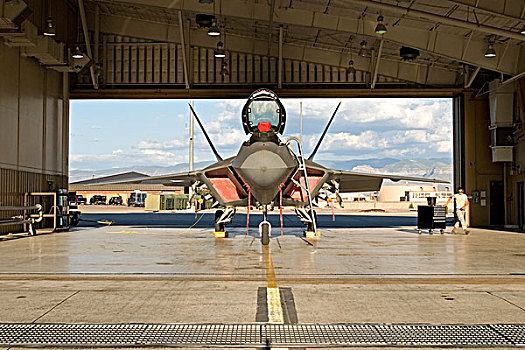 f-22,猛禽,停放,飞机库,空军