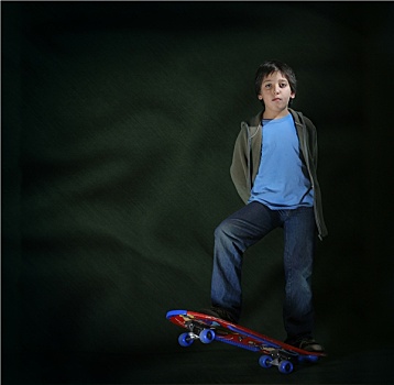 滑板,男孩,酷,姿态,低劣
