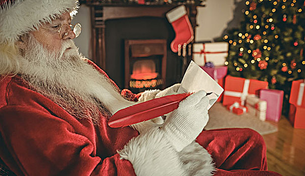 圣诞老人,文字,清单,卷,在家,客厅