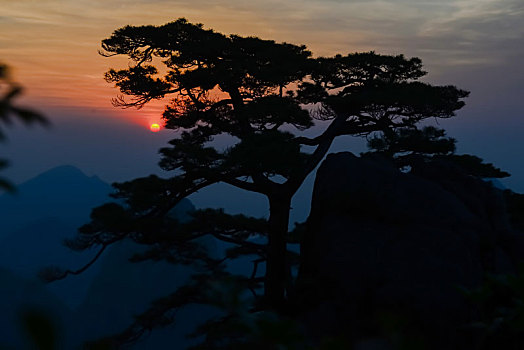 黄山日落