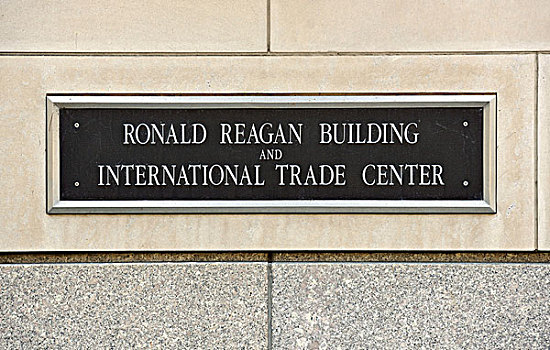 牌匾,文字,罗纳德-里根,建筑,国际贸易,中心,华盛顿特区,美国