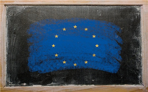 旗帜,欧盟,黑板,涂绘,粉笔