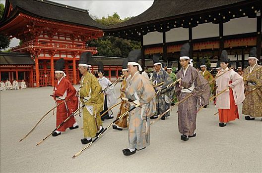 仪式,弓箭手,日本神道,典礼,节日,京都,日本,亚洲