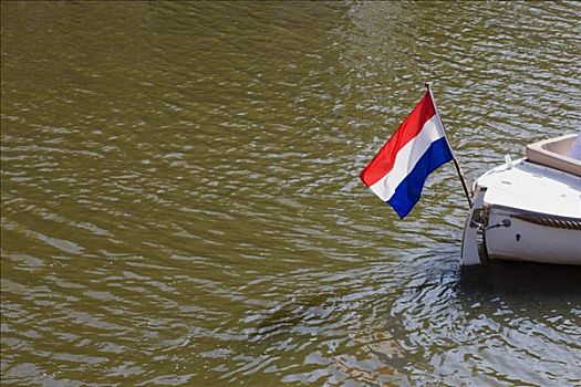 船,运河,荷兰国旗