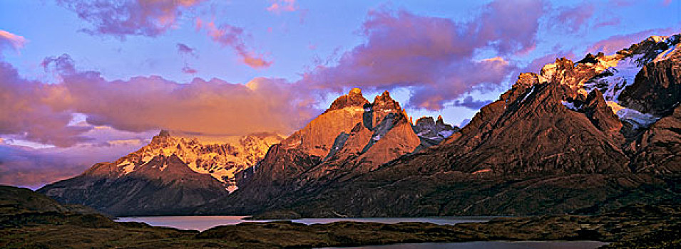 山,日出,巴塔哥尼亚,智利