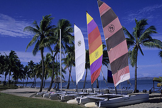 斐济,维提岛,喜来登酒店,别墅,酒店,海滩,彩色,帆船