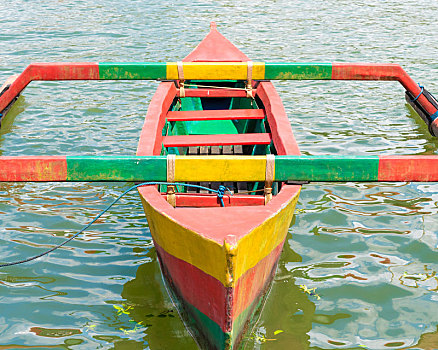 彩色,传统,巴厘岛,渔船,水