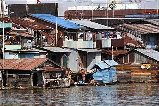 小屋,堤岸,婆罗洲,印度尼西亚