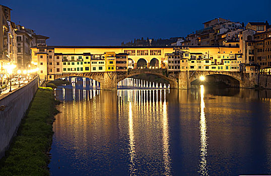 维奇奥桥,中世纪,桥,跨越,阿尔诺河,世界遗产,佛罗伦萨,托斯卡纳,意大利,欧洲