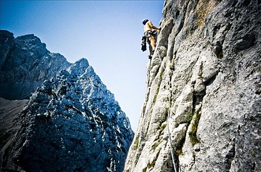 登山者,顶峰,提洛尔,奥地利,欧洲