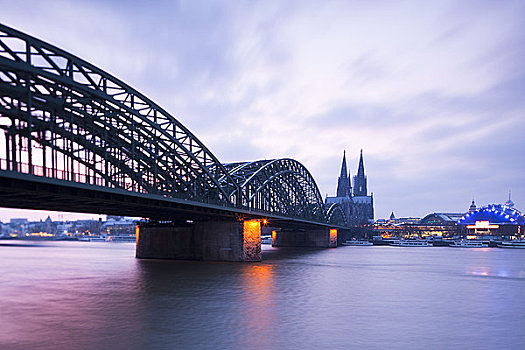 霍恩佐伦大桥,上方,莱茵河,科隆大教堂,科隆,德国