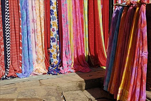 彩色,布,市场,加德满都,尼泊尔